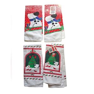 4Pack Holiday Hand Towels Holiday Vintage 80s Hallmark Dog